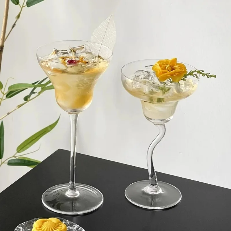 크리에이티브 칵테일 버블 안경 컵, 맞춤형 샴페인 안경 컵, 곡선 유리 컵, 마가리타 와인 잔, 바 도구