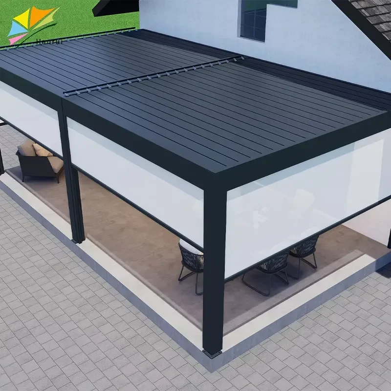 Electric Retractable Louver Motorized Roof Kit Outdoor Pergola Aluminum Motorized Bioclimatic with Aluminium Slats Sun Shade