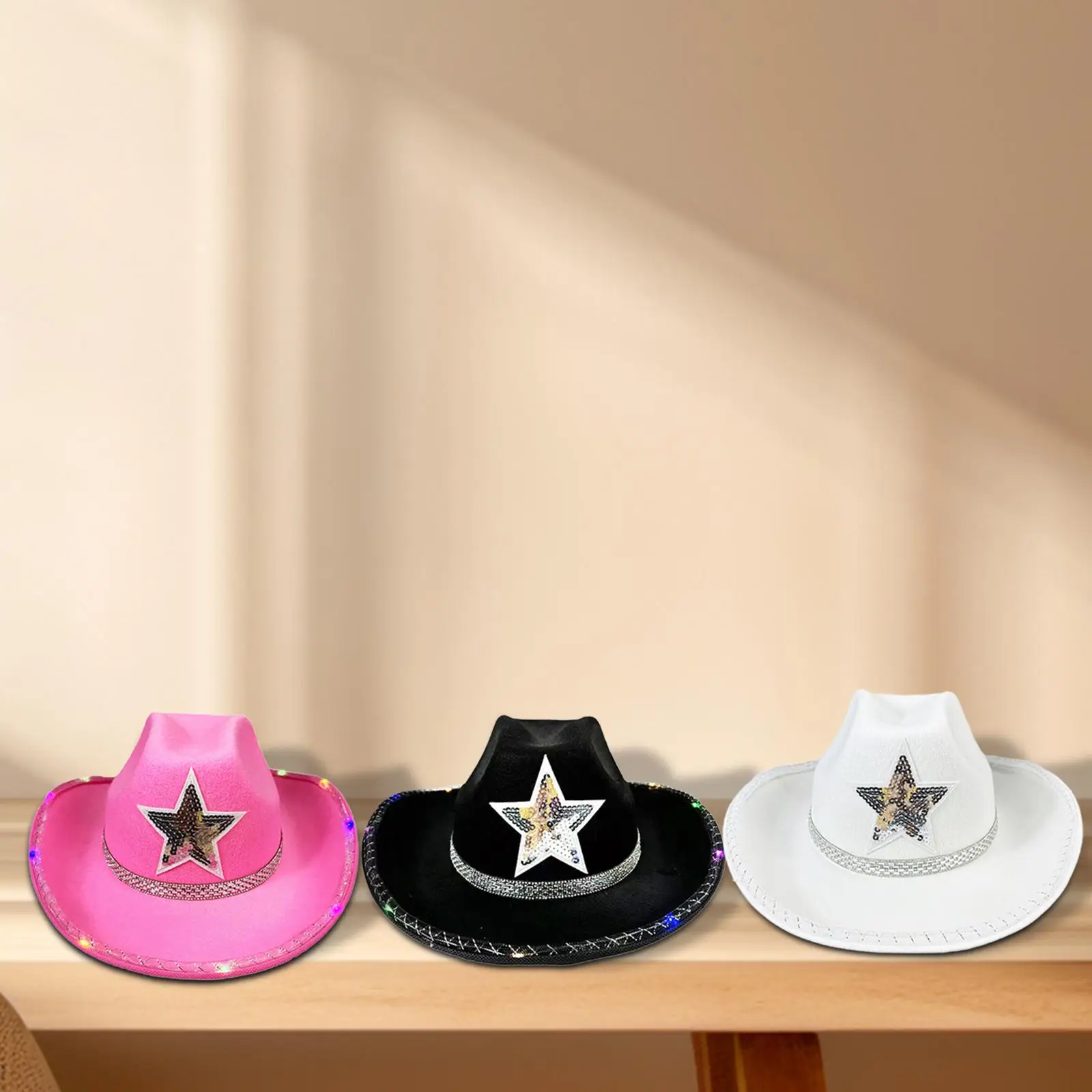 Cowgirl Hat Decoration Dress up Accessories Casual Summer Sun Hat for Festival Summer Outdoor Dress up Engagement Party Ladies