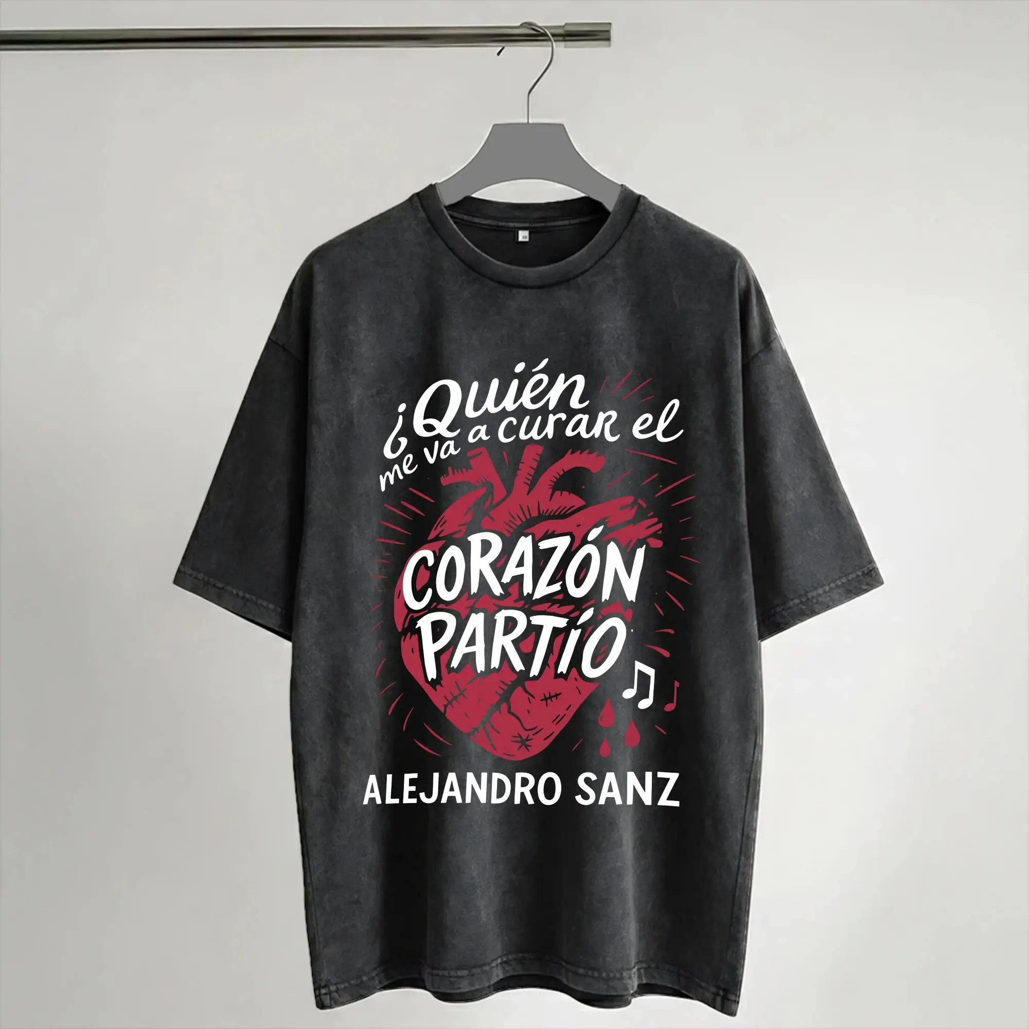 Harajuku Washed Shirts Alejandro Sanz 2026 Concert Merch Vintage T Shirt Oversize  Streetwear Short Sleeve Summer Tops Tees
