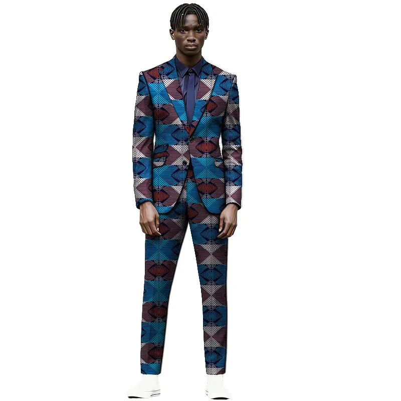 African Print Couture Men's Blazer Groom Suit Set Outfit Wedding/Party Nigerian Fashion Male Party Wear Customized