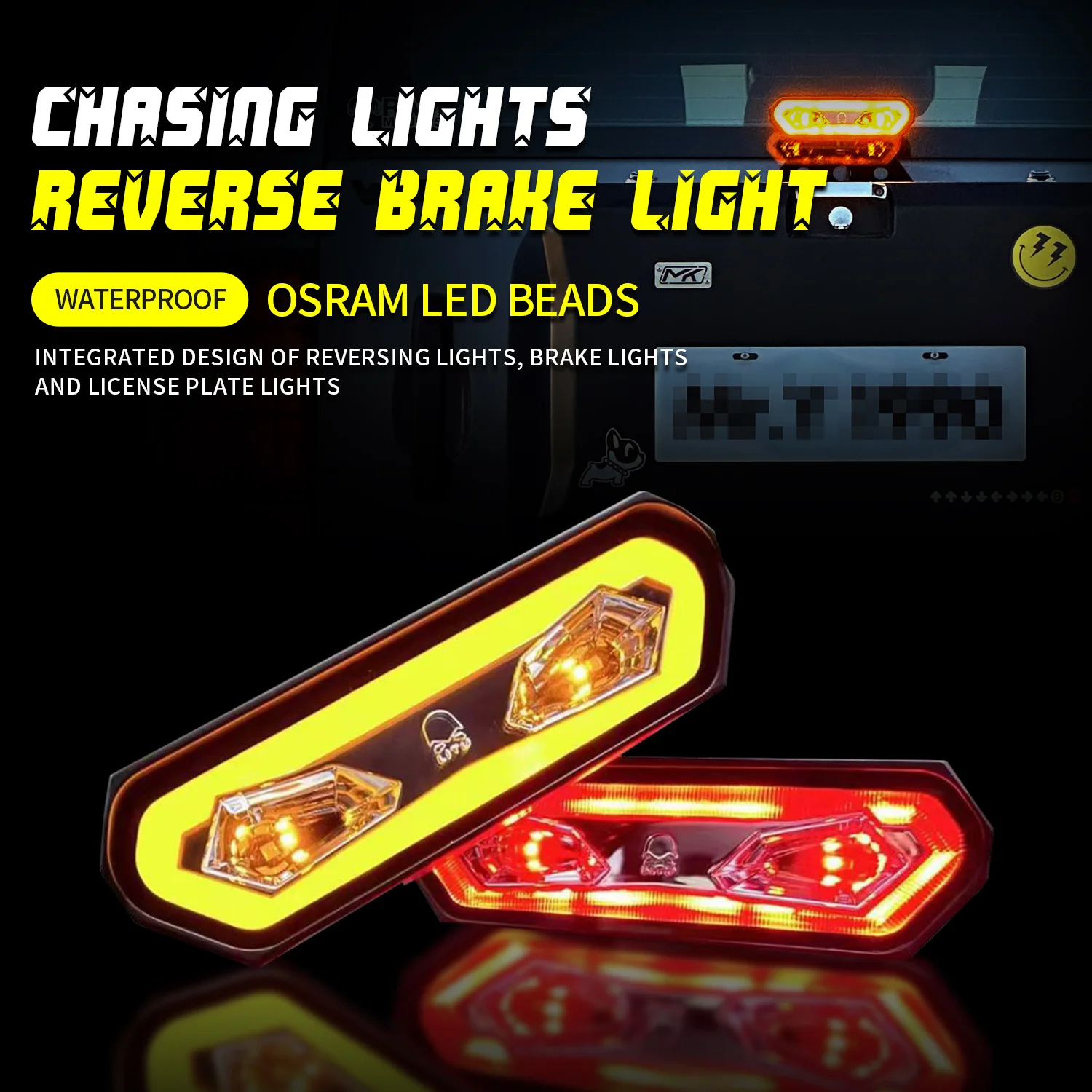 

6 Inch White Red/Yellow Reversing Brake Lights 4X4 Off-road Vehicle Flash 50W 12V Led Tail Lights Truck Pickup SUV UTV ATV