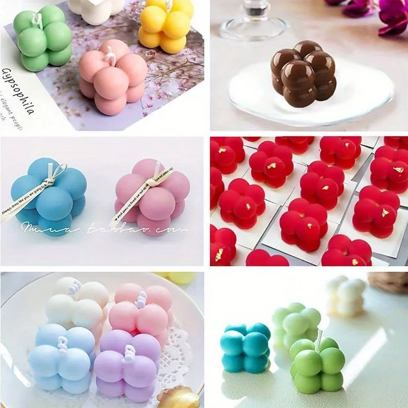 1pc 15-cavities Mini 3D Cube Mold, Silicone Square Bubble Molds, Candle Plaster Mould