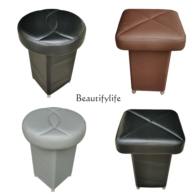 Beauty Salon round Stool Leather Economical Shampoo Stool without Pulley