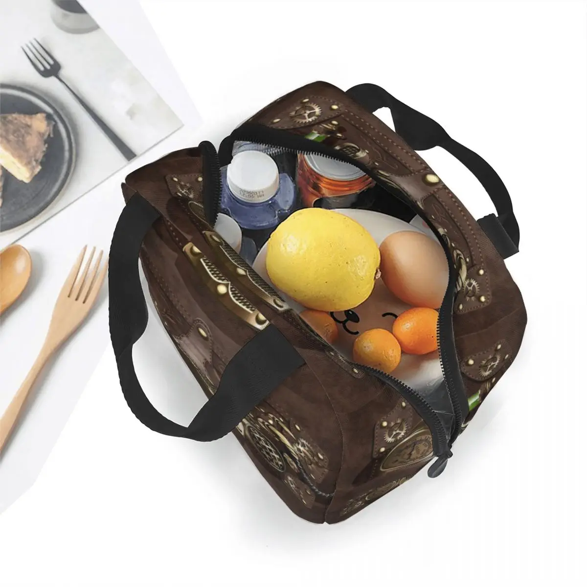 Steampunk Insulated Lunch Bags Thermal Bag Lunch Container Pilot Air Fighter Helmet Leakproof Tote Lunch Box Food Storage Bags