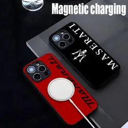 Smart M-Maseratis Phone Case Strong Magnetism Glass For iPhone 15ProMax 14 13 12 15 11 Pro XS Max Plus Mini Coque