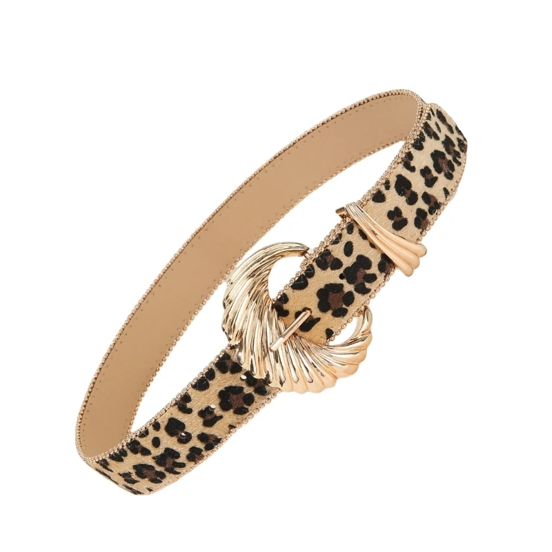 SZL Fashion Leopard Print Belt Popular Waistbelt for Women Decorative Pants Belt Cool Engraved Buckle Belt Waist Accessories