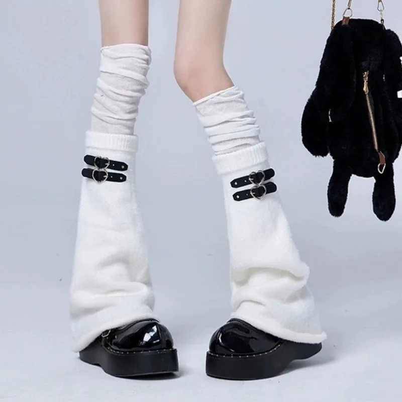 Japanese Punk JK Leg Warmers for Women Leather Buckle Knee Socks Leg Cover Girls Thigh High Socks Thigh Bands image 6