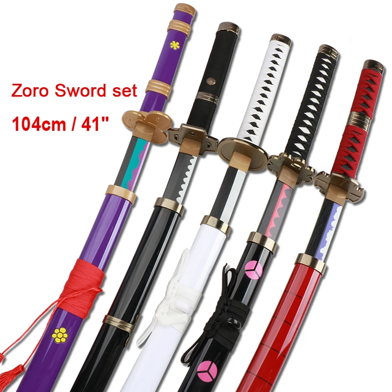 104cm Roronoa Zoro Swords Hand made Katana Japanese Anime Cosplay Samurai Sword Shusui Enma Kitetsu Free Sword holder And Belt