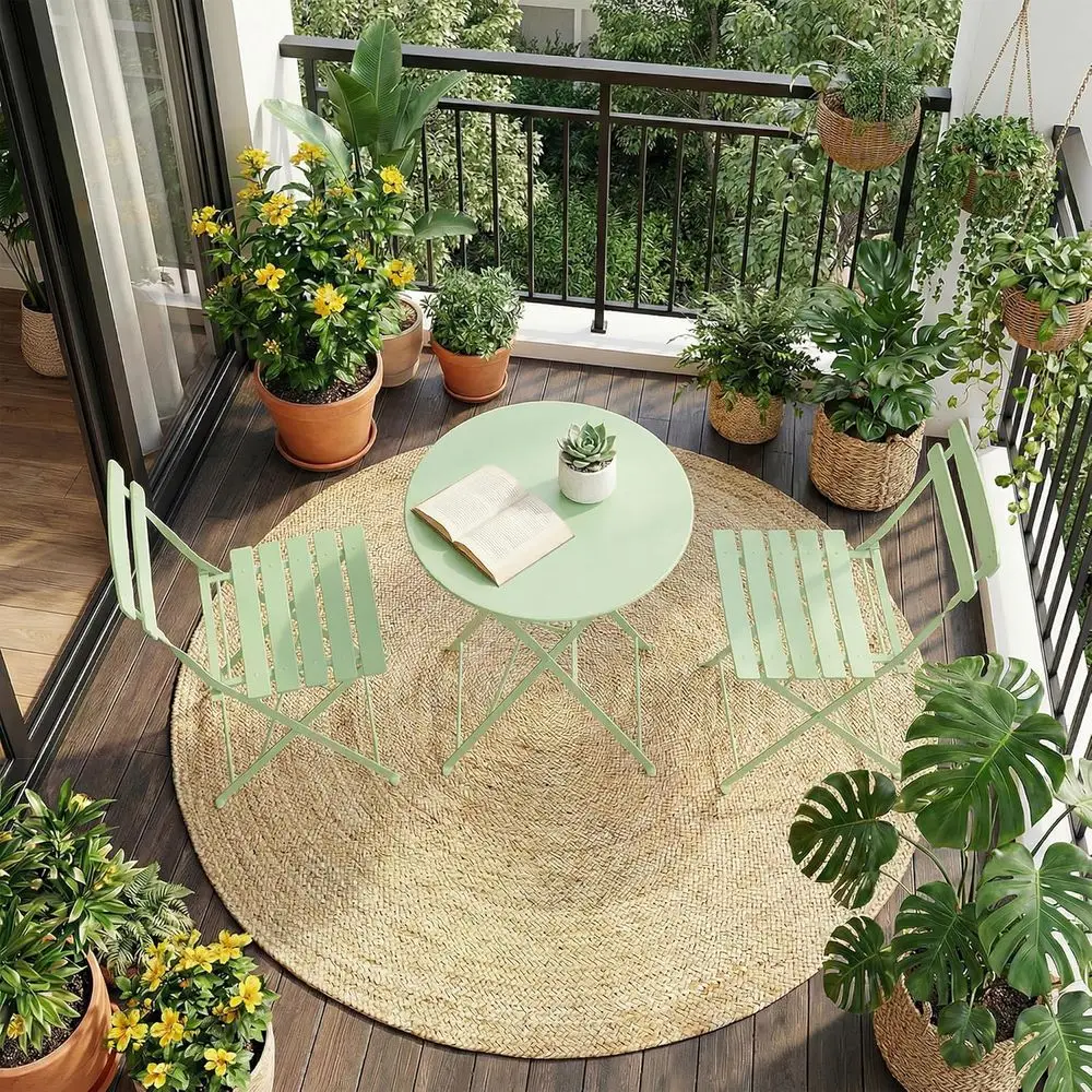 

Bistro Table and Chairs Set o 2, 3-Pieces Patio Bistro Set, olding Design, No Assembly Need, Outdoor/Indoor Outdoor Patio urnitu