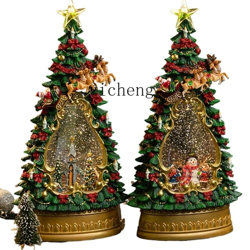 L13-Christmas Tree Snowflake Crystal Ball Music Box for Children Music Box Snow Ornaments