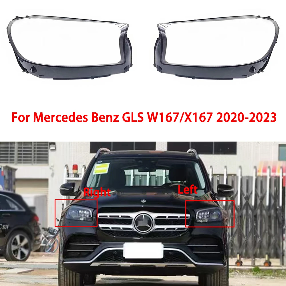 For Mercedes Benz GLS/X167 GLS 2020-2023 Front Headlight Lens Cover Transparent Glass Headlamp Shell Replace Original Lampshade