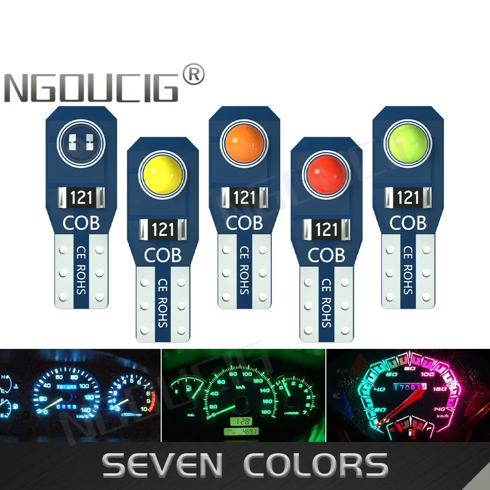 NGOUCIG 8PCS T5 Car Led Bulb COB W3W Instrument Dashboard Plate Panel Meter Cluster Gauge Warning Indicator Signal Lamp Light