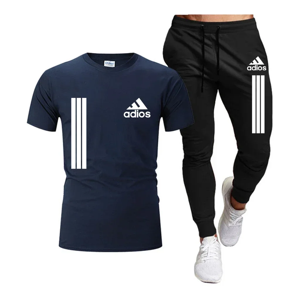 2024 Spring/Summer Fashion Men's Casual Sports Short Sleeve Suit, Two-piece Set, T-shirt and Pants, Men's Wear, Summer Fashion