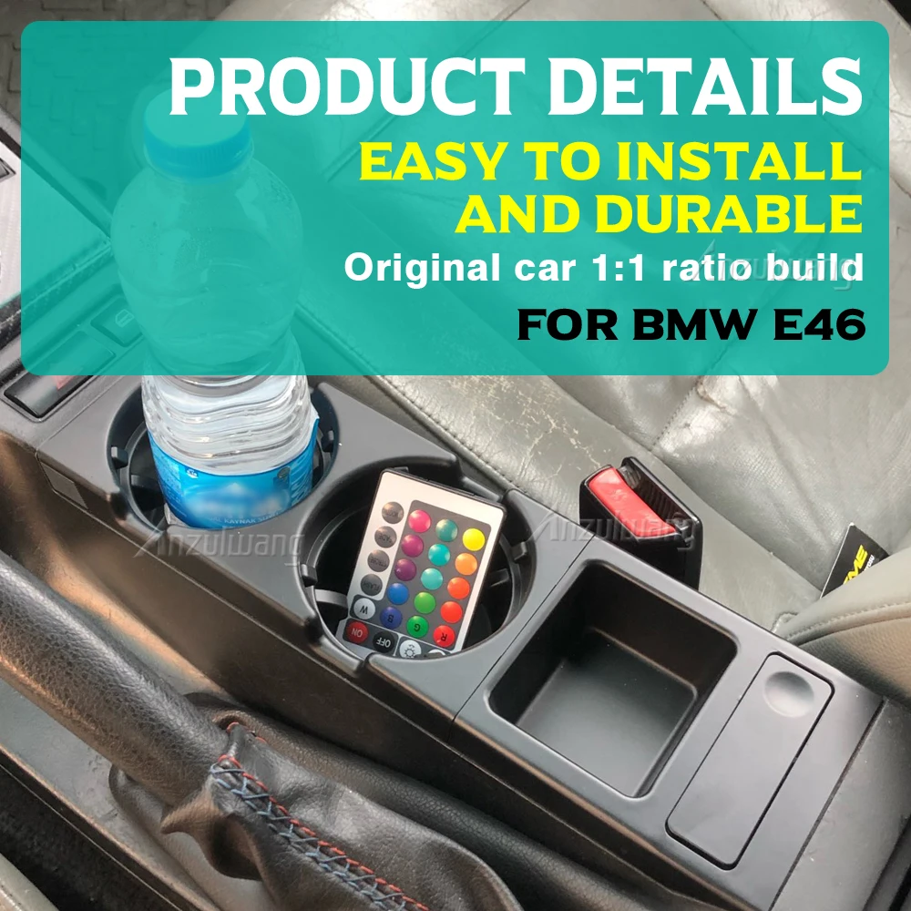 

Car Center Console Water Cup Holder Beverage Bottle Holder Coin Tray For Bmw 3 Series E46 318I 320I 98-06 51168217953 Black