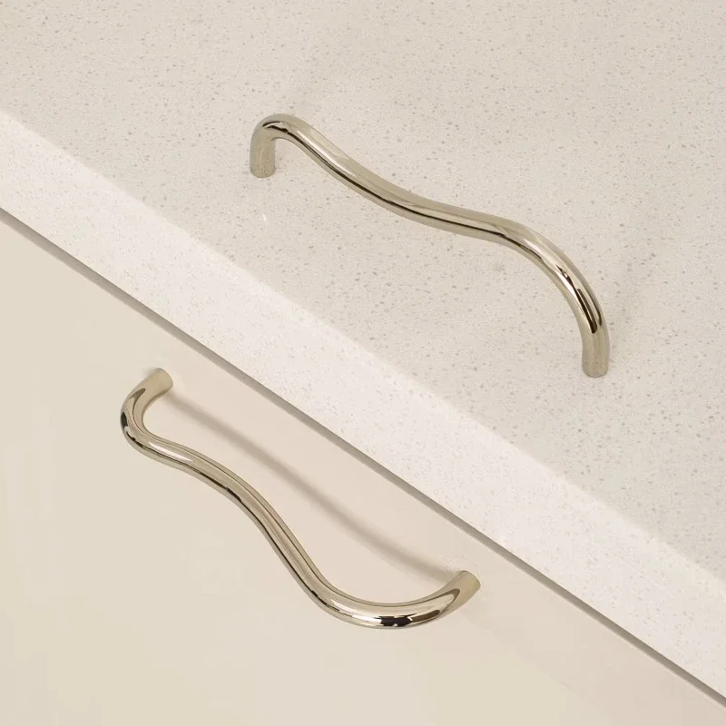 Titanium Silver Irregular Cabinet Long Strip Thin Pulls Creative Cabinet Door Handle European Personalized Shoe Cabinet Handles