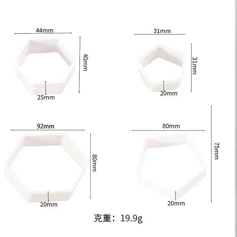 

4 Sizes Soccer Pattern Cake Cookie Molds Cutters DIY Hexagon Fondant Moulds Soccer Ball Cookie Cutter Football Cake Decorations