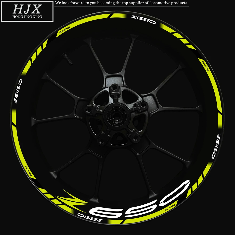 Подходит для передних и задних колесных ободов 17 дюймов, наклейка на ступицу колеса Kawasaki Z650, декоративная наклейка, высокая отражающая способность