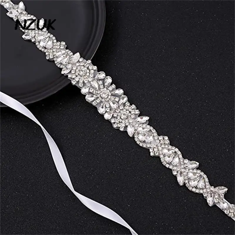 NZUK-Cinturón de novia con diamantes de imitación, faja fina de cristal para dama de honor, faja de boda para baile de graduación, vestido de novia de noche, ceinture de lujo