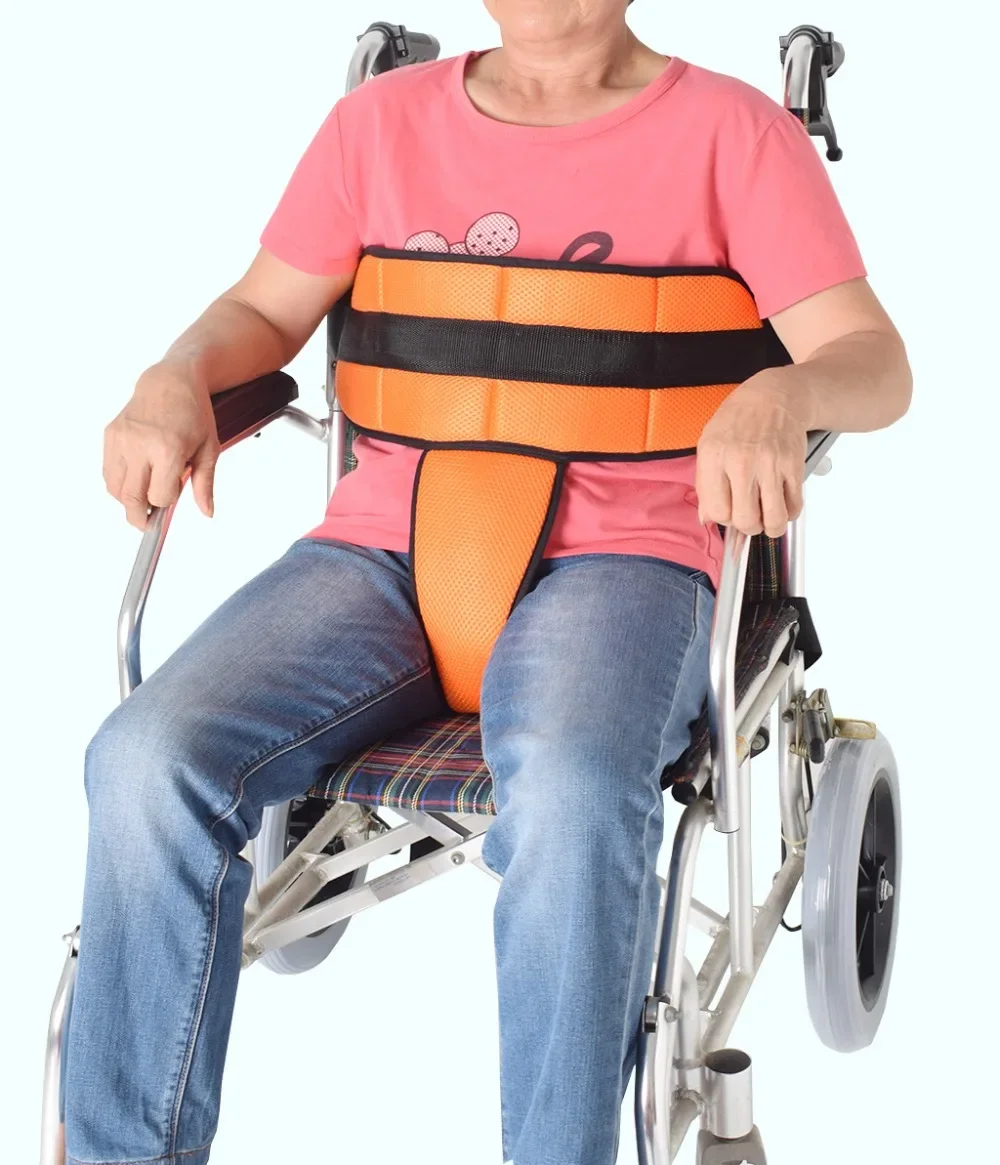 New Wheelchair Protective Belts T-cushion Prevent Body Fall Wheelchair Safety Seat Patients Restraints Fixing  Breathable Straps