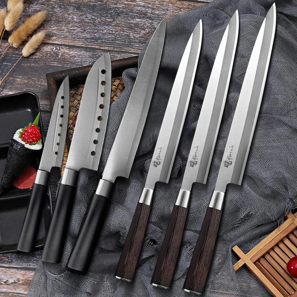 Japanese Kitchen Knife Set Sashimi Sushi Knife Stainless Steel Santoku Knives Chef Carving Utility Fish Filleting Slicing Knives