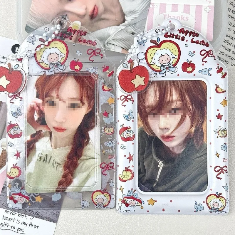 Original Apple Lamb PVC Card Holder Kpop Idol 3 Inch Photocard Display Pouch Campus Canteen Pass Storage Lovely Student