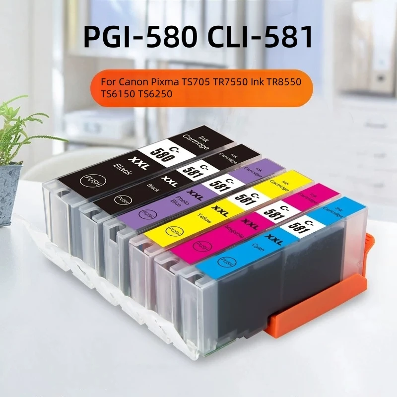 

2 комплекта картриджей PGI-580 CLI-581 pgi 580 581 для принтера Canon Pixma TS705 TR7550 Ink TR8550 TS6150 TS6250 TS8150 TS8250