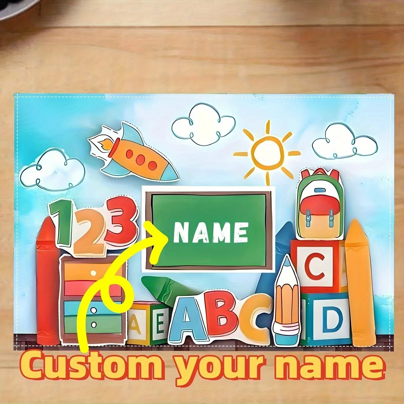 1pc 2pcs 4pcs Customizable To School Season Customized Name Placemat Set for Family, Friends Table Mats Dining Decoration