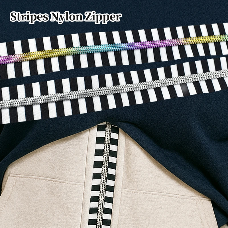 

Meetee 2-10M 5# Striped Nylon Zipper By Meters Bags Garment Closures Zips Coil Jacket Zippers Repair Kits DIY Sewing Accessories