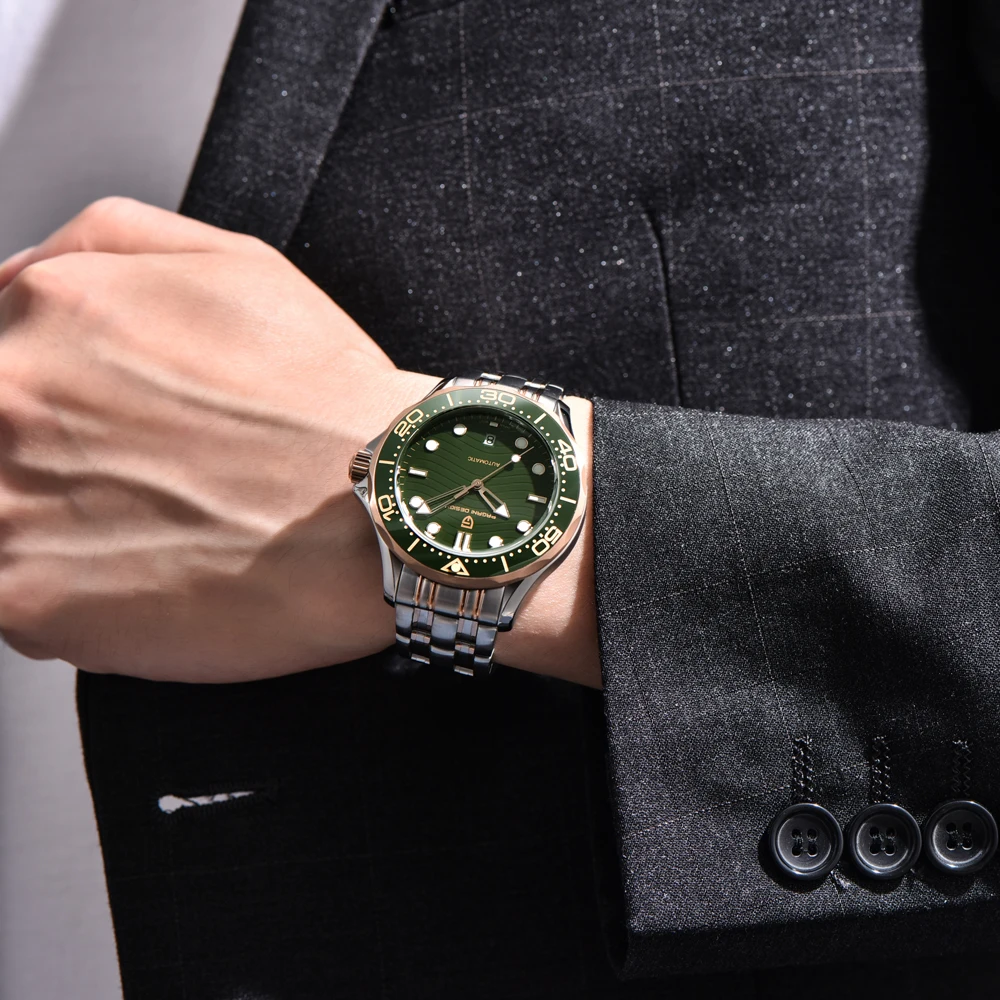 PAGANI تصميم جديد ارتفع الذهب موجة الهاتفي الفاخرة ساعة أوتوماتيكية الرجال AR الياقوت كريستال ميوتا 8215 Movt ساعة اليد الميكانيكية الرجال #3