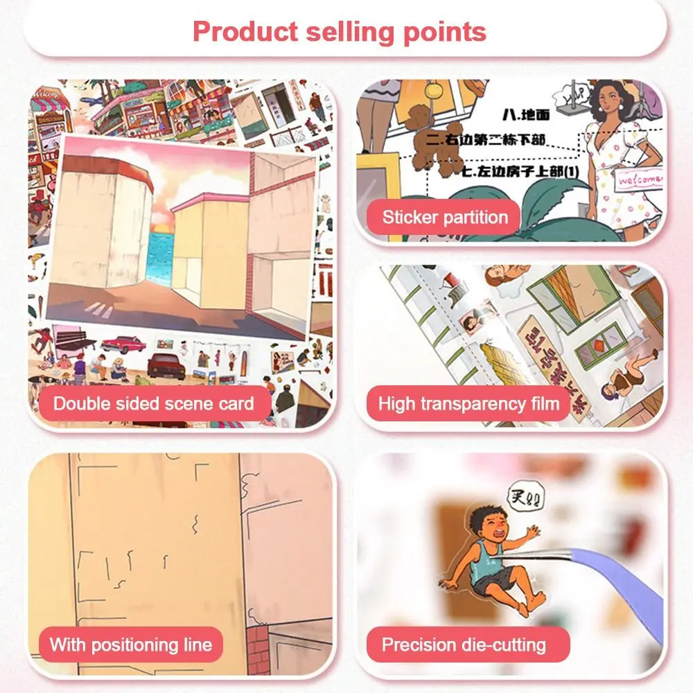 

Kawaii Design Landscape Sticker Special Economic Zone Festival Theme DIY Pocket Scene DIY Design 3D City Sticker Home Decoration