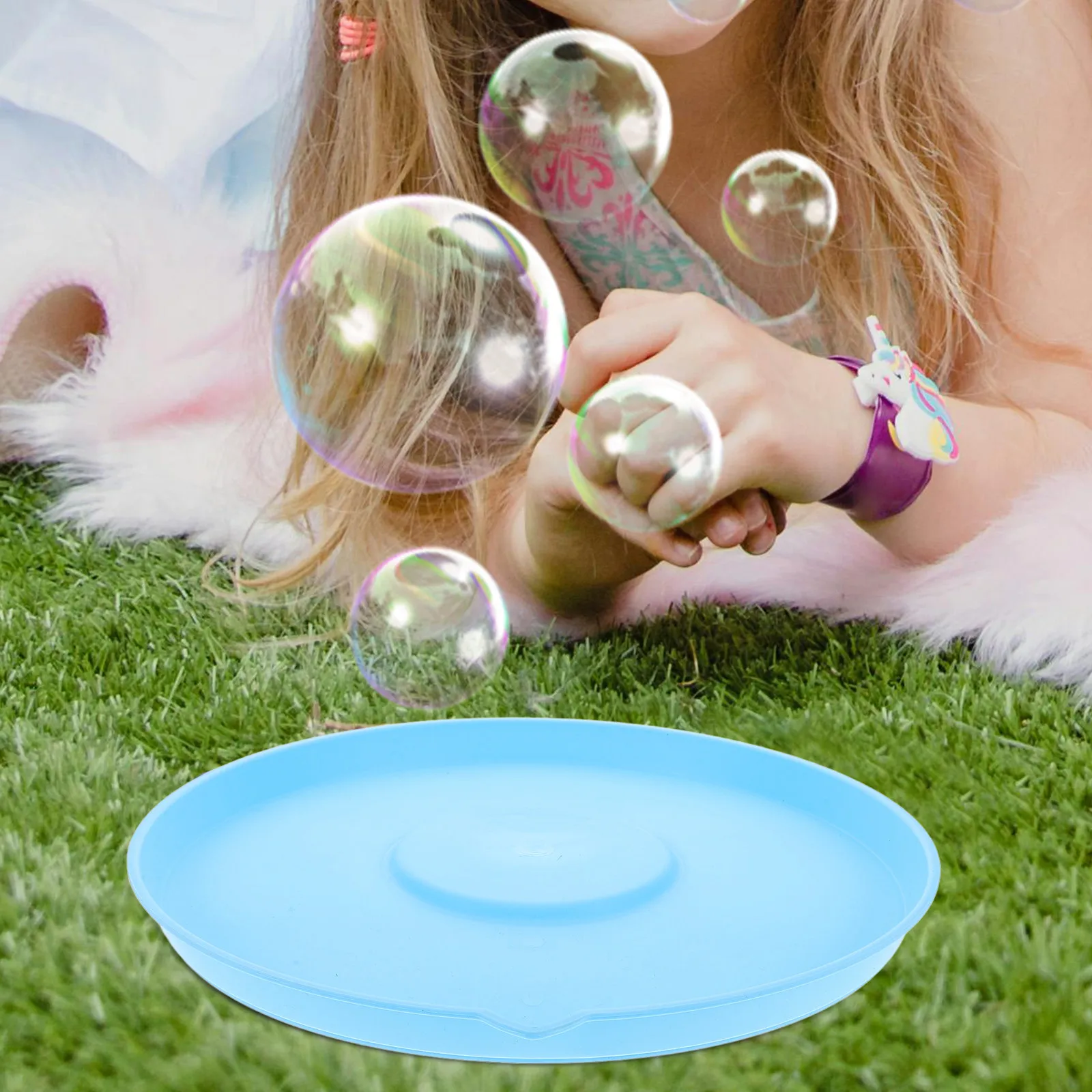 Generous Round Bubble Tray for Endless Fun Stable Design Prevents Spills Ideal for Parties Indoors Outdoors Bubble Solution