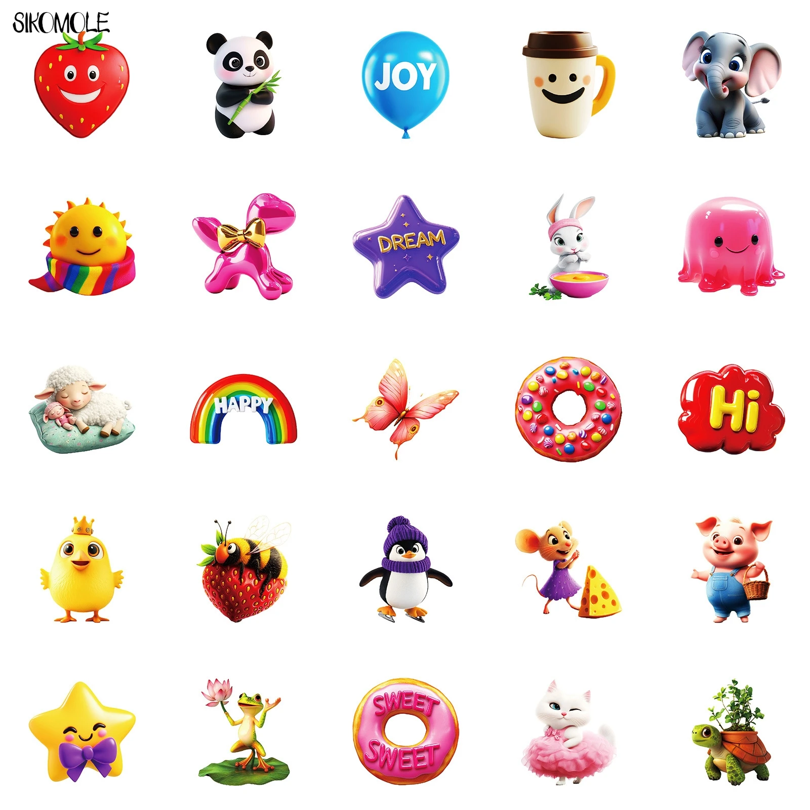 10/30/50PCS Leuke Cartoon Dieren 3D Art Stickers Kawaii INS Esthetische DIY Kid Reisbagage koelkast Decal Graffiti Sticker Pack