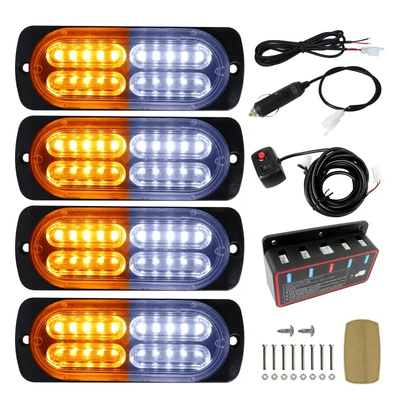 4PCS Super Bright Side Warning Lamp 12V-24V 20LED Car Emergency Strobe Lamp Warning Lighting Car Stroboscopes Traile Truck Light