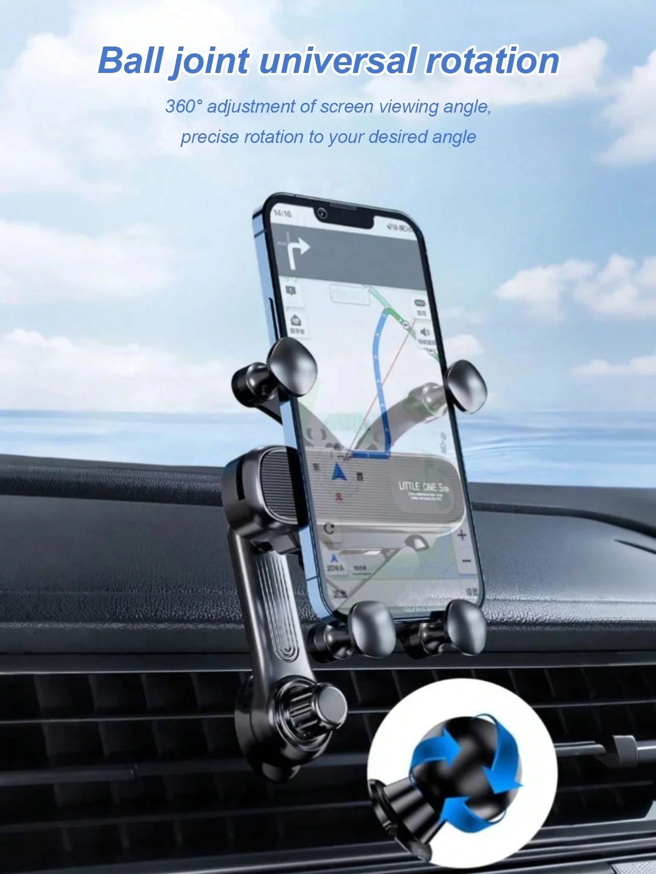 حامل هاتف السيارة الجديد لفتحات الهواء - مشبك مضاد للانزلاق مكون من 4 نقاط + مثبت شفرة المروحة، تصميم مدمج وغير حجب، إمالة