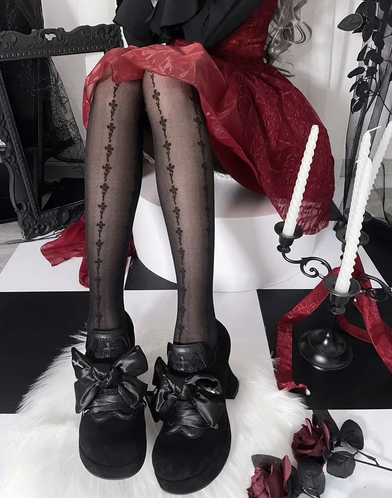 日本オリジナル ゴシック ダーク レース リボン ロリータ サブカルチャー ハイヒール レトロ ブラック ベルベット ワイン グラスとプラットフォーム レディース シューズ