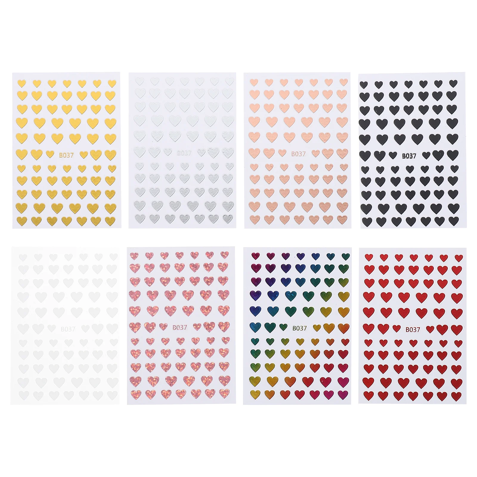 

8 Sheets Heart Shaped Nail Sticker DIY Decal Decor Romantic Manicure Accessory Compact Size Charming Design Nail Decal Decor