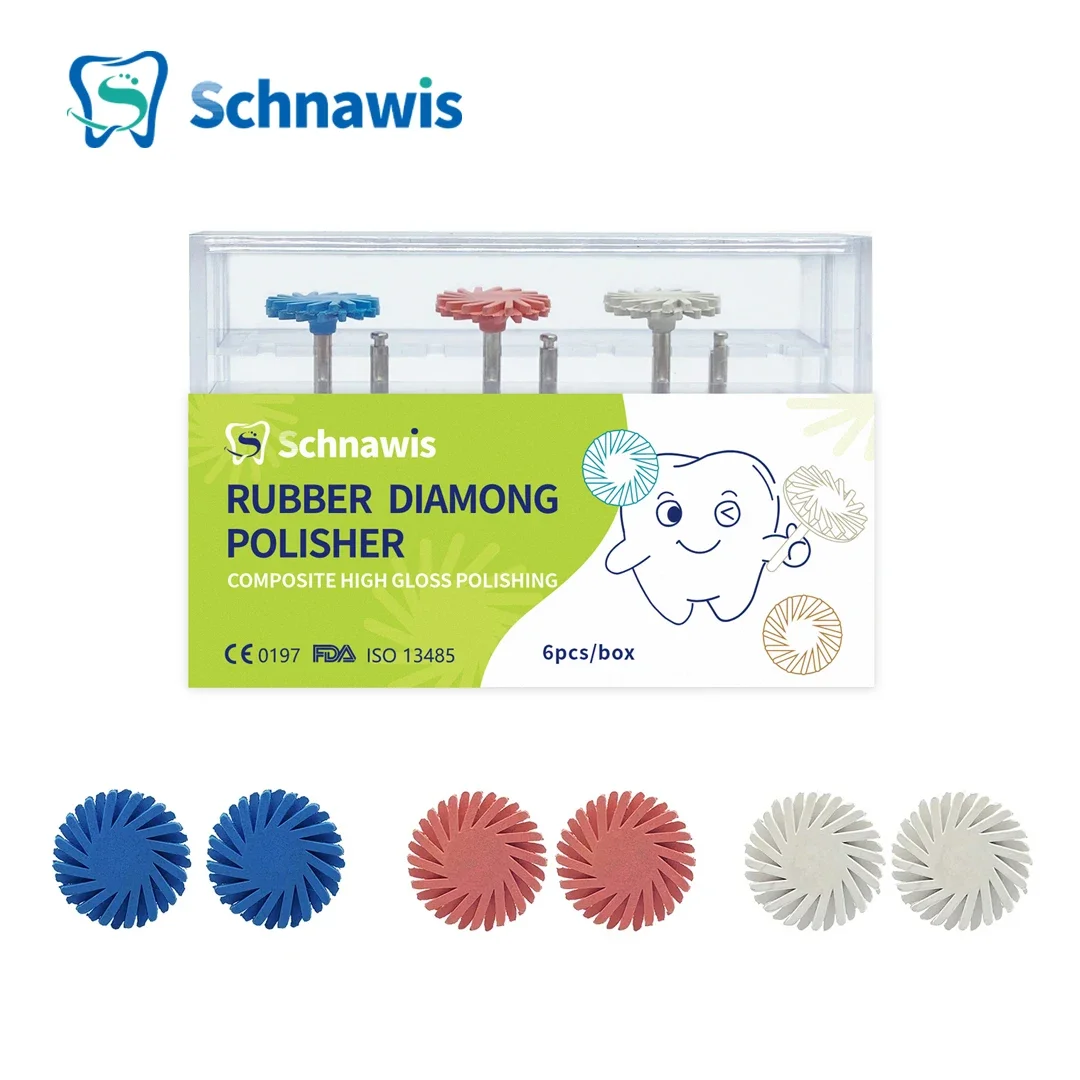 

6pcs/box Dental Composite Resin Polishing Disc wheel Kit Brush Burs Silicone with Diamond disc 2 Step Polishing Dentist Tool