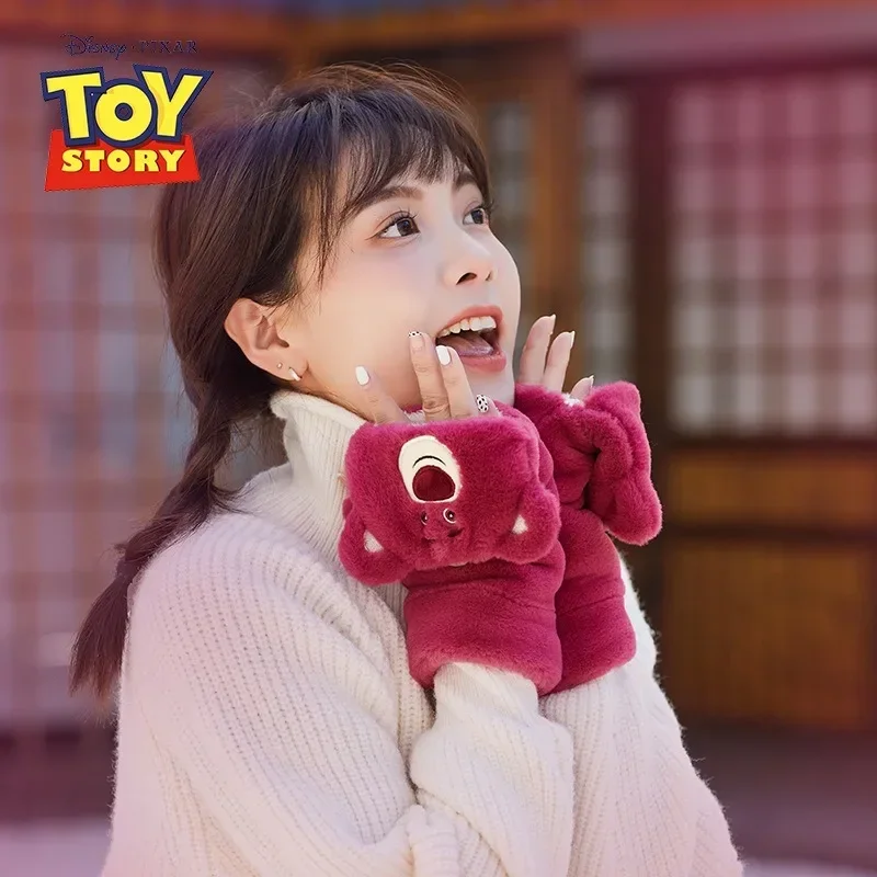 Disney Lotso Mittens Ear Warmer Winter Anime Earmuffs Outdoor Protection Cap Girls Hats Bucket Hat Anti-freezing Ear Muffs Gifts