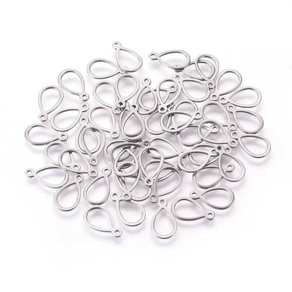 

200pcs Tarnish Resistant 304 Stainless Steel Open Frame Pendants, 12x7x0.8mm for Necklace Bracelet Jewelry Making