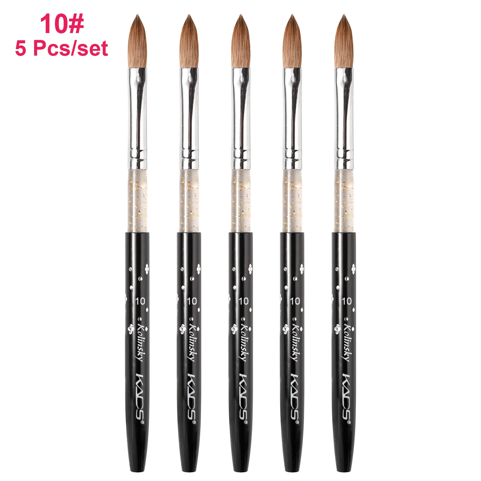 KADS 5Pcs Nail Acrylic Brush Black Kolinsky Sable Nail Design Tools Art Brush Set Brushes For Painting Manicure Nail Brushes