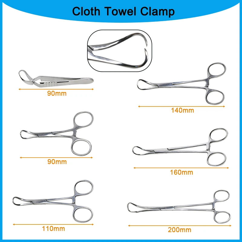 

Cloth Towel Clamp Forceps Pointed Napkin Pliers Medical Orthopedics Instrument Made in Stainless Steel 9cm/11cm/14cm/16cm/20cm