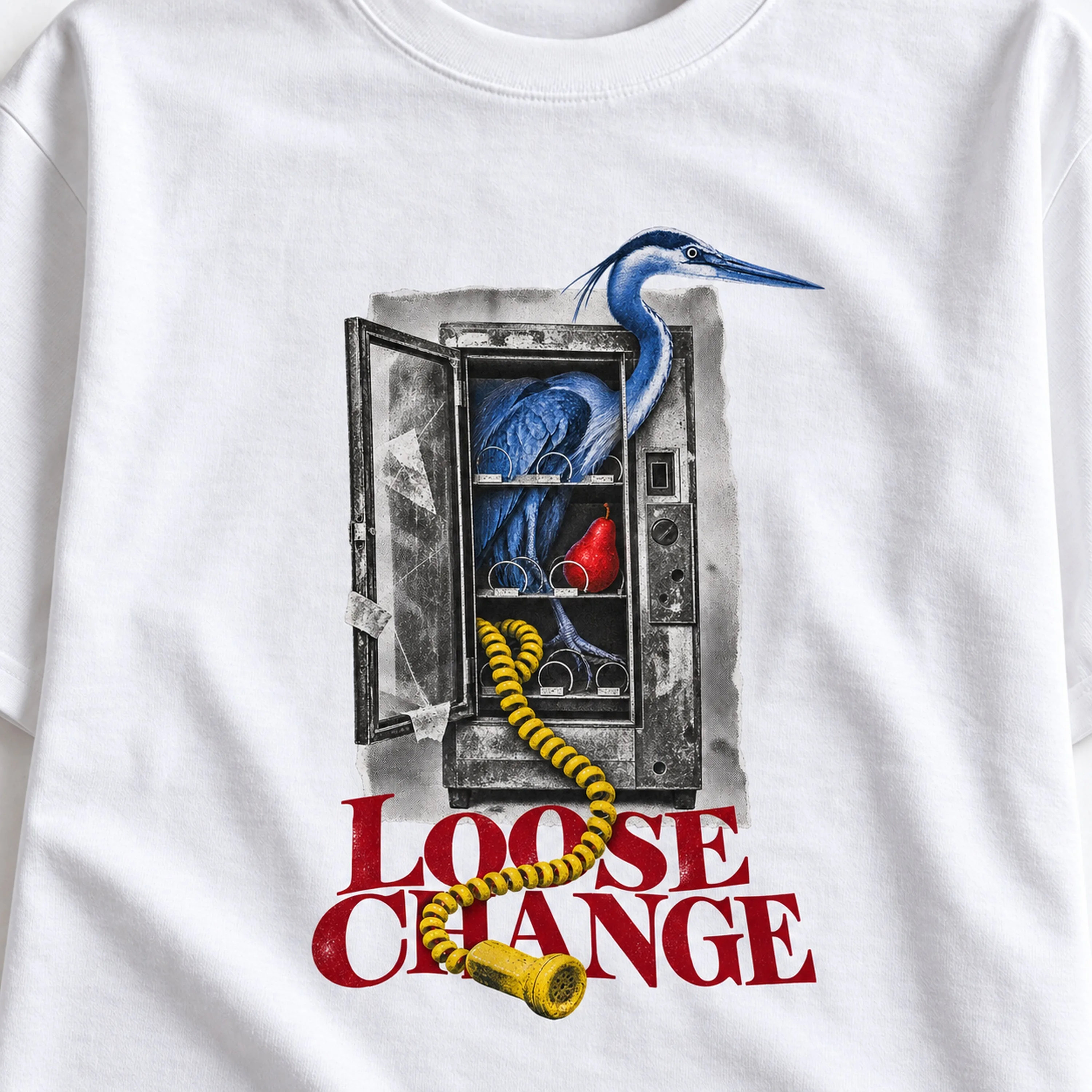 Heron and Vending Machine Surreal Collage T-Shirt