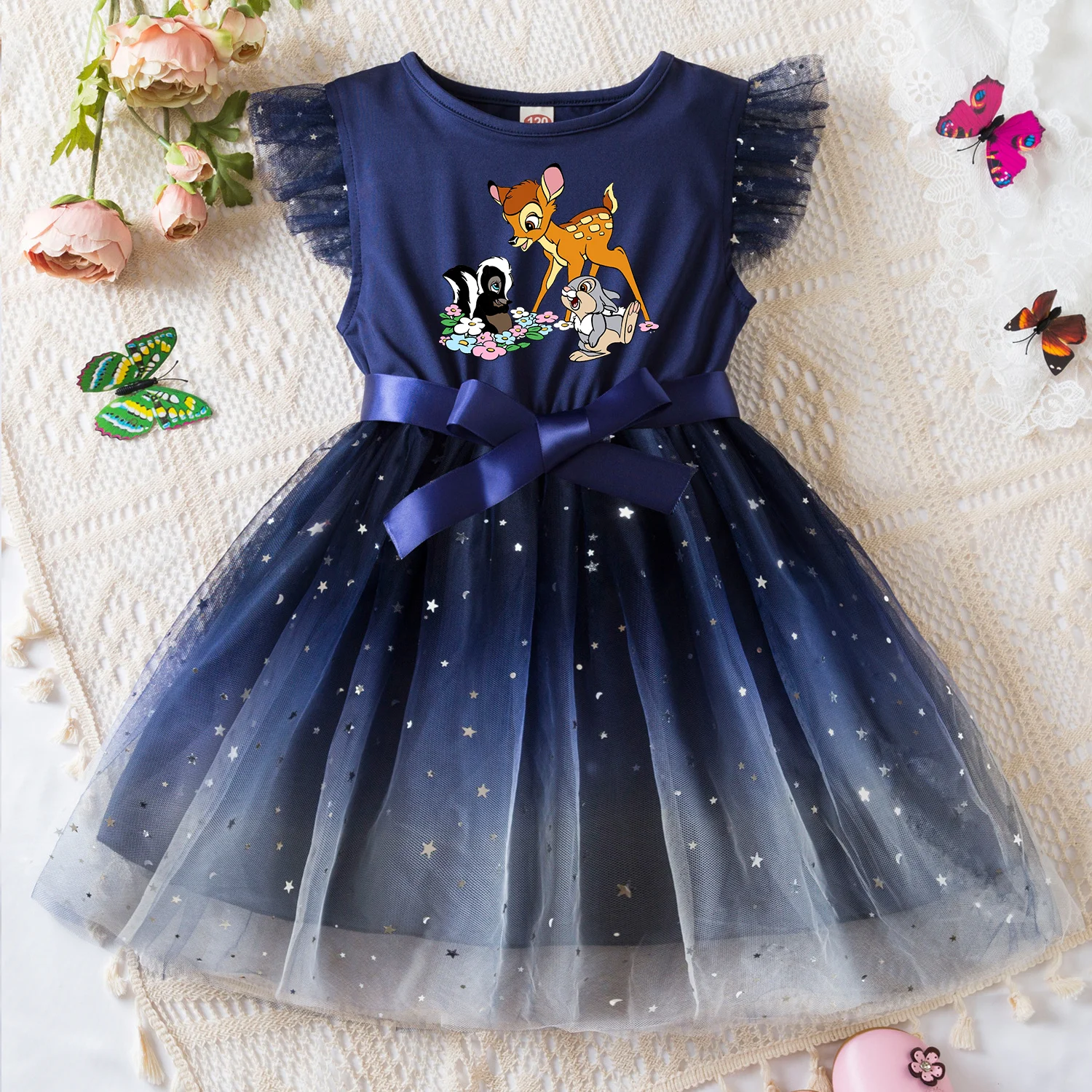 

Bambi Summer Toddler Girl Dress Princess Star Baby Girls Clothes Tulle Tutu Dress for Children Party Dress 2-6Y