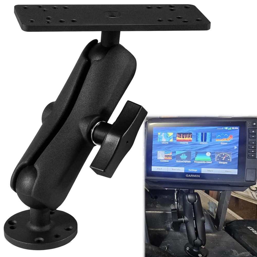 

Aluminum Fish Finder Mount with1.5"/C Size Ball Medium Arm Marine Electronic Depth for Boat 360°Rotation Garmin Lowrance Humminb
