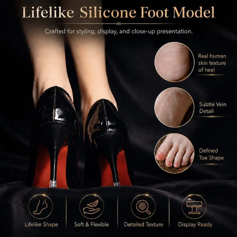 Realistic Silicone Foot Model Cute female Student Mannequin Feet with Calf for Photography Shoes Sock Display Props