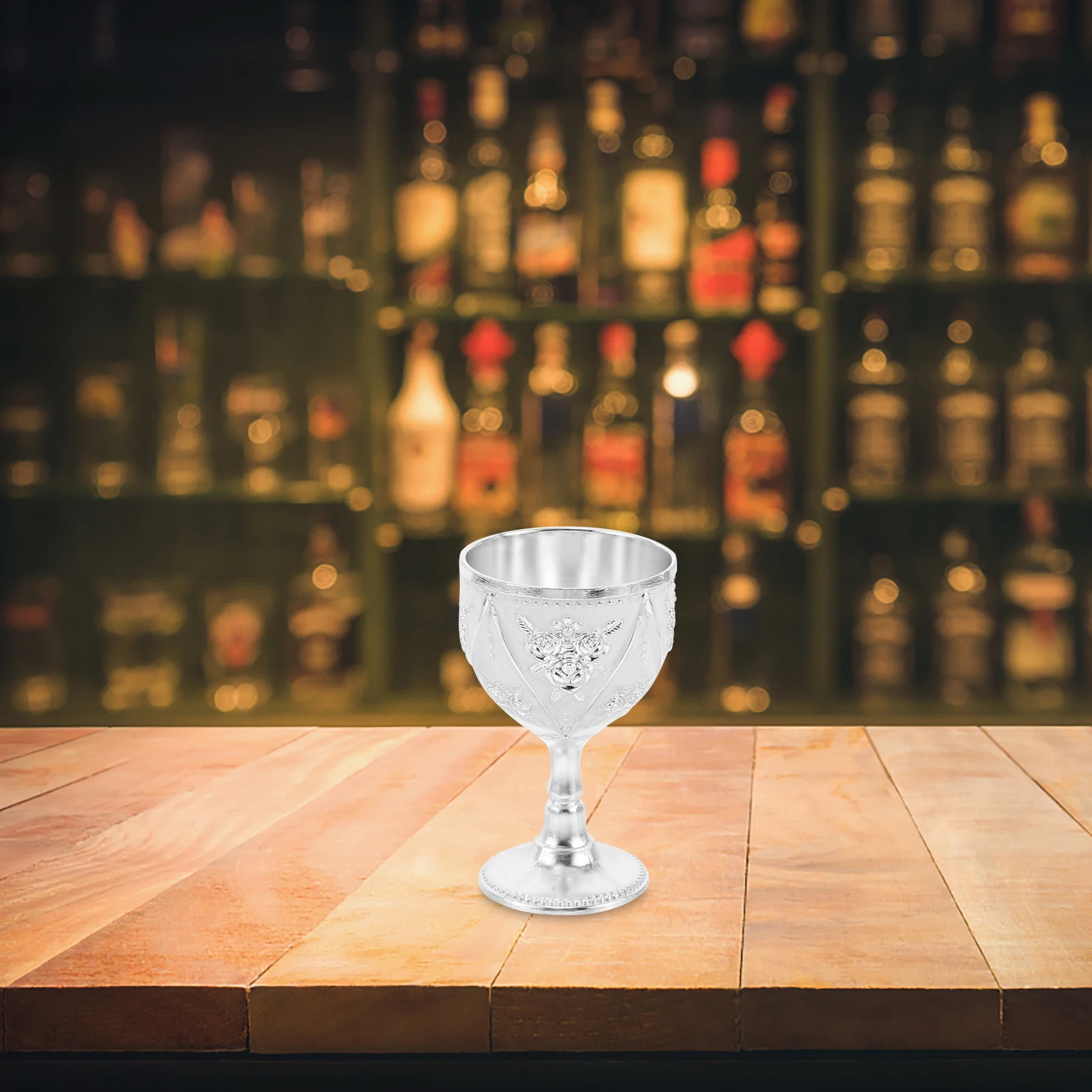 

2Pcs High Stem Glasses Elegant Alloy Wine Cups Party Wine Goblets Desktop Decoration