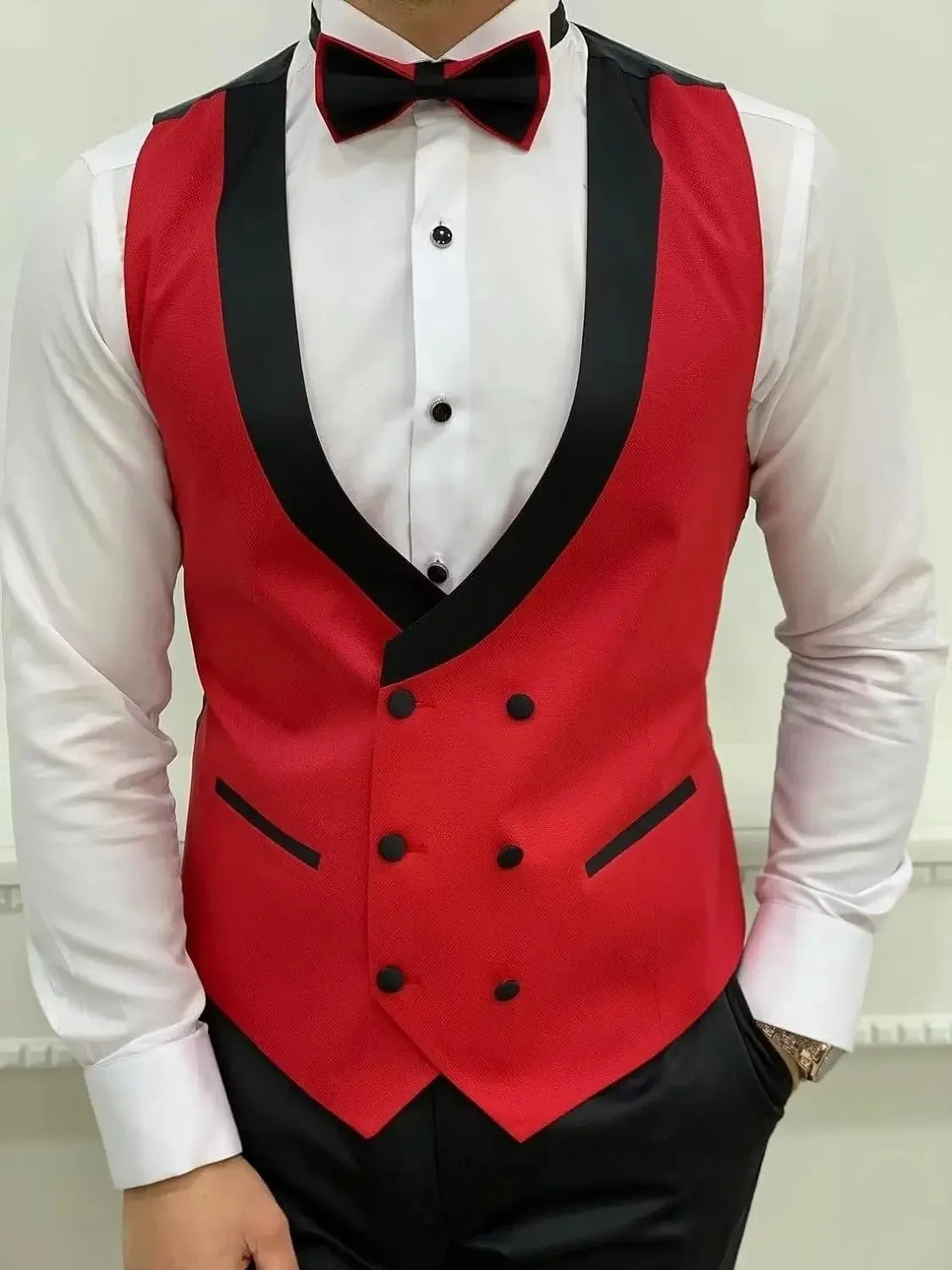 3 Piece Slim Fit Men\'s Tuxedo Suit Double Breasted Vest Wedding Suits for Men Party Prom Tuxedo Suit Set Blazer Vest Trousers