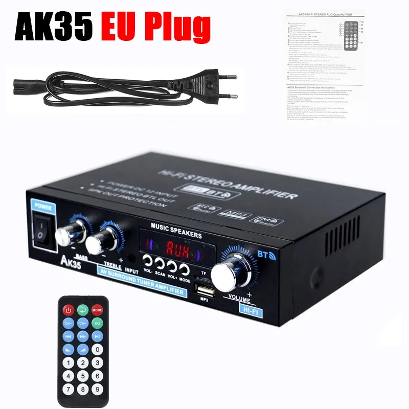 

Цифровой Hi-Fi усилитель AK35 усилители Bluetooth, MP3 канал, 2,0 усилитель звука, усилитель с поддержкой 110 В-240 В для дома и автомобиля, максимум 400 Вт * 2