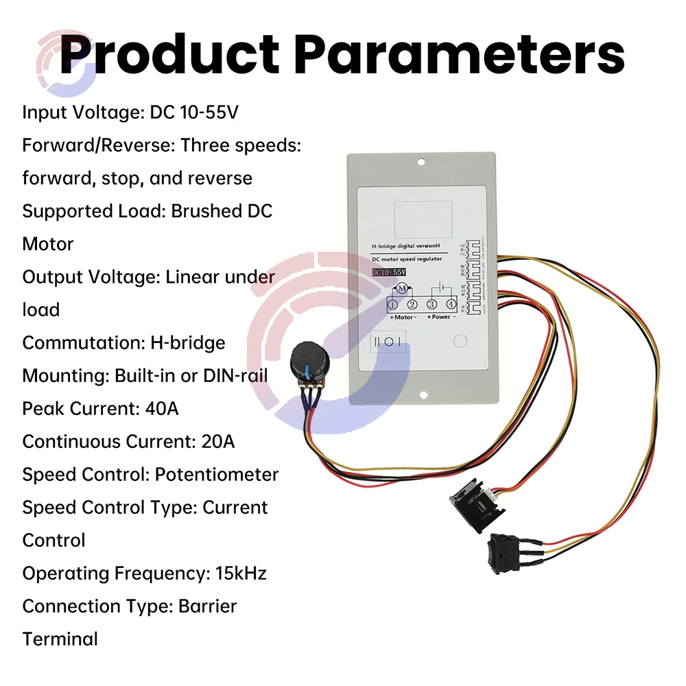 20A تيار مستمر نحى وحدة تحكم في سرعة المحرك 10-55 فولت H-Bridge إلى الأمام/الخلف مع شاشة ديجيتال لمعدات الآلات #6